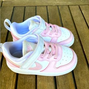 Toddler girl pink and white Nikes size 8